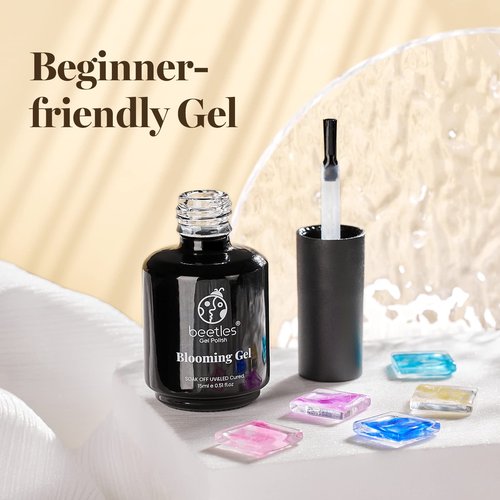 Beetles Jelly Gel Nail Polish Set 20 Colors Neutral Sheer Nude Pink Glitter White Color Soak Off UV Gel Kit with Nail Blooming Gel 15ml Clear Uv Led Blossom Gel Polish for Spreading Effect