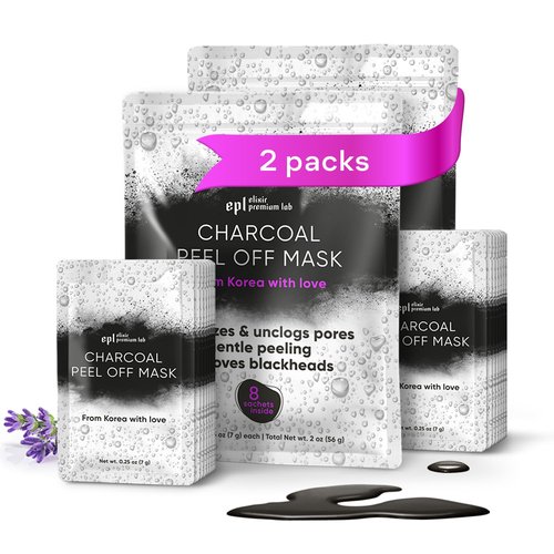 WONDER FAMILY Activated Charcoal Face Masks Skincare 2 pack (16 sachets) - Korean Skin Care Products - Face Mask Peel Off Skin Care - Gently Cleansing Charcoal Face Mask for Men & Women Face Care