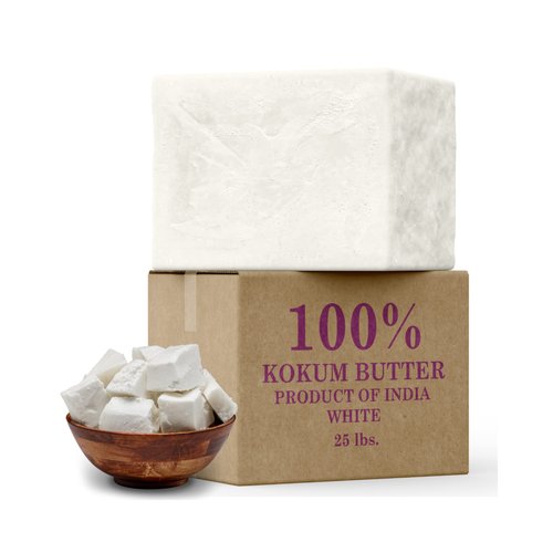 Plant Guru Raw Kokum Butter 2 lbs. Bar 100% Pure Natural - Great for Skin, Body and Hair Moisturizer, DIY Creams, Balms, Lotions and Soap Making.