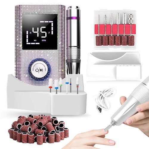 Advanced Electric Nail Drill 45000RPM, Professional Cordless Nail Drill Kit, Rechargeable Nail File Electric for Acrylic Nails – Portable Nail Grinder for Salon & Home Use