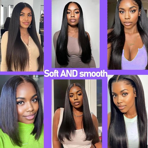 KODRHAR Human Hair Bundles Straight 10 12 14 Inch Straight Human Hair Weave 3 Bundles Silky Hair Bundles Brazilian 3 Bundles Human Hair Extensions for Women Deals Natural Black Bundles
