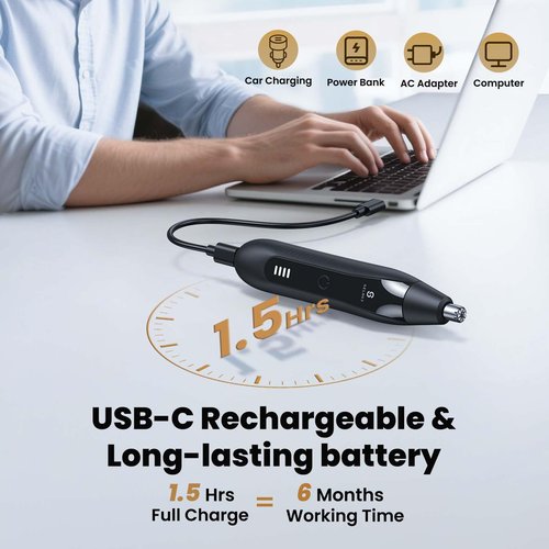 Selouj Ear and Nose Hair Trimmer for Men, 2025 Professional Painless USB Rechargeable Eyebrow & Facial Electric Hair Trimmer for Men Women, Powerful Motor, Dual Edge Blades, IPX7 Waterproof Easy Clean