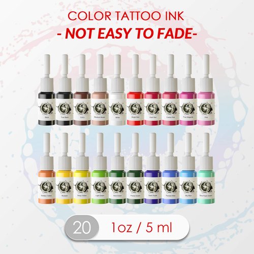 Wormhole Tattoo Kit Rotary Tattoo Machine Kit Professional Tattoo Gun 40pcs Cartridge Needles 20pcs Tattoo Inks Tattoo Power Supply Complete for Beginners and Artists TK202