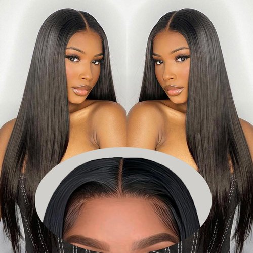 WIGHUB 2x6 Hd Lace Closure Straight Indian Virgin Human Hair,18Inch Middle Part Pre Plucked Natural Hairline Transparent Swiss Lace Closure Human Hair