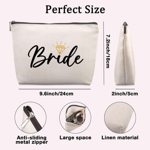 Lcoanriut Bridal Shower Gifts for Bride Cosmetic Bag, Wedding Gifts Engagement Gifts for Her, Wedding Registry Gifts Ideas Bridal Party Gifts Bride To Be Gifts Cute Makeup Bag
