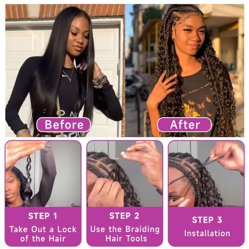 Topnormantic Human Braiding Hair for Boho Braids, 12A Boho Hair for Braiding Knotless Curly Natural Black 16 Inch 100g Unprocessed Brazilian Virgin Human Hair Bulk Tangle-Free Deep Wave Bohemian Braid