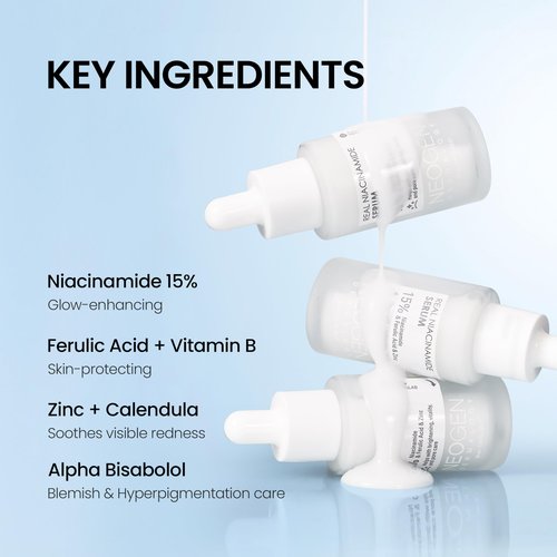 DERMALOGY by NEOGEN Real 15% Niacinamide Serum, Pore Minimizer, Dark Spot Face Serum, Hydrating Vegan Facial Serum with Zinc, Korean Skin Care (30 ml/1.01 Fl Oz)