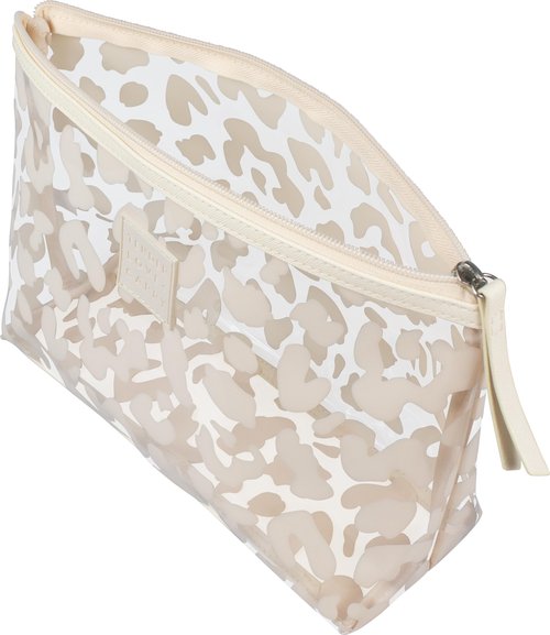 Tender Love + Carry Beige and Transparent Leopard Print Holdall - Water-Resistant Travel Bag for Toiletries & Cosmetic Essentials