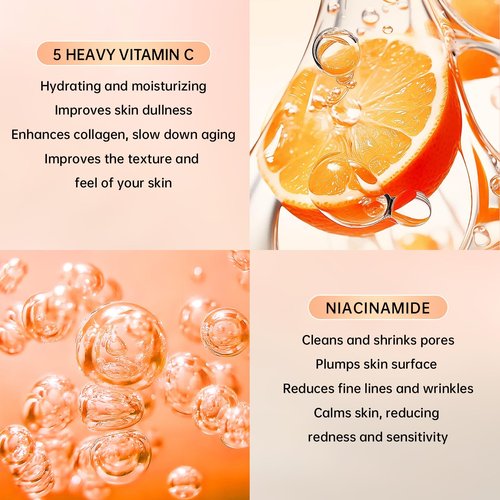 Vitamin C Skin Care Set for Women - 6PCS Skincare Gift Set With Facial Cleanser, Toner, Eye Cream, Serum, Lotion & Face Cream - Moisturizing Face Skin Care Kit for Anti-Wrinkle for All Skins