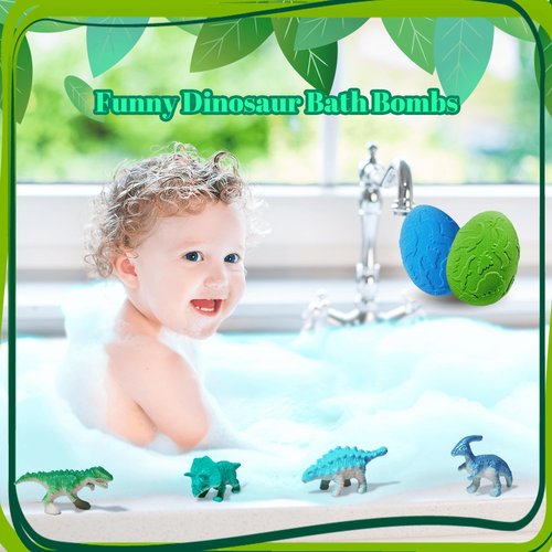 Persidra Kids Bath Bombs with Surprise Inside, XXL Large Dinosaur Bath Bombs 8pcs Bath Bomb Set with Toys Inside, Dino Toy Gifts for Kids Age 3 4 5 6 7 8 9 10 11 12