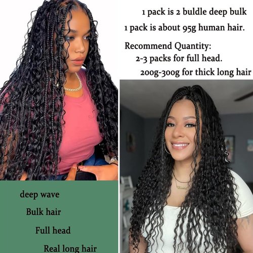 Human Braiding Hair 1Pack-2Pcs 50g 24 Inch Loose Wave Bulk Human Hair for Braiding No Weft Bundle 10A Brazilian Virgin Curly Human Hair Extensions for Boho Braids Wet and Wavy Human Hair