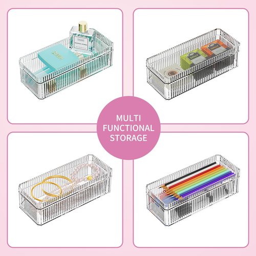 Acrylic Makeup Organizer, Organizer Tray, Vanity Cases, Nail Polish, Makeup, Perfume, Skincare Organizer Countertop, 2 Layers, Stackable