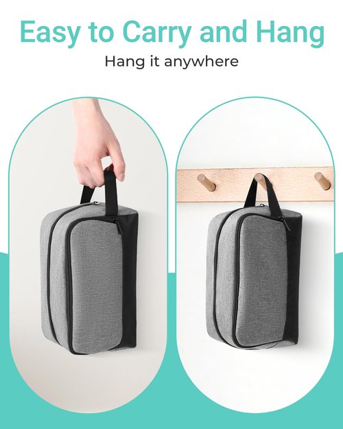 Elviros Travel Toiletry Bag for Men Hanging Dopp Kit Shaving Bag Toiletries Organizer Small Toiletry Bag for Traveling (Grey&Black,Large)