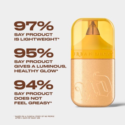 Urban Decay Face Bond Waterproof Luminizer (Over the Top - Hyper Metallic Gold), All-Over Liquid Highlighter + Bronzer, with 3% Niacinamide, Smudge-Resistant, Transfer-Resistant - 1 fl oz