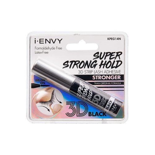 i Envy by Kiss 3D Lash Glue Super Strong Hold (Black) Brush On Type, Formaldehyde Free, Latex Free