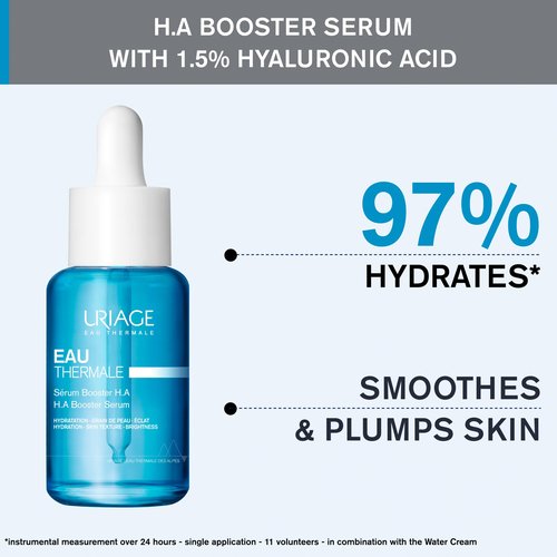 URIAGE Serum Booster H.A. | 1.5% Pure & Natural Hyaluronic Acid | Hydrates, Plumps, Smooths, Paraben Free, Non-Comedogenic, 30 mL / 1.01 oz