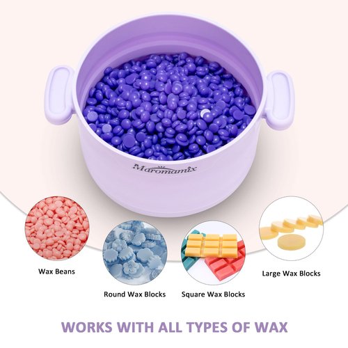 Waxing Kit -Silicone Wax Warmer for Hair Removal with 4 Packs of Hard Wax Beads, Portable Electric Silicone Wax Machine for Full Body Face Eyebrows Bikini Brazilian at Home Waxing Kit for Men Women