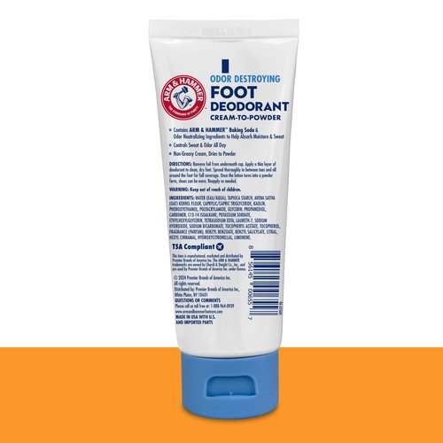 Arm & Hammer Cream to Powder Foot Deodorant, 24 Hour Protection Odor & Wetness Protection, Effective and Long Lasting Antiperspirant, Apply as Cream Dries to Powder (3 Pack)