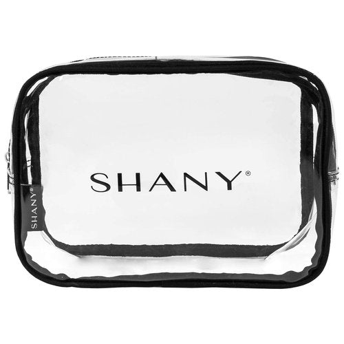 SHANY Cosmetics Shany clear pvc toiletry and makeup carry-on bag set - assorted sizes travel cosmetic organizers with black trim - 3pc set, Clear
