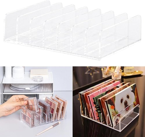 wdcfxy 2-Pack Clear Cosmetic Organizers for Makeup Storage - Stackable Eyeshadow Palette Organizer Trays, Countertop & Drawer Makeup Organizer for Bathroom Vanity, Sunglasses