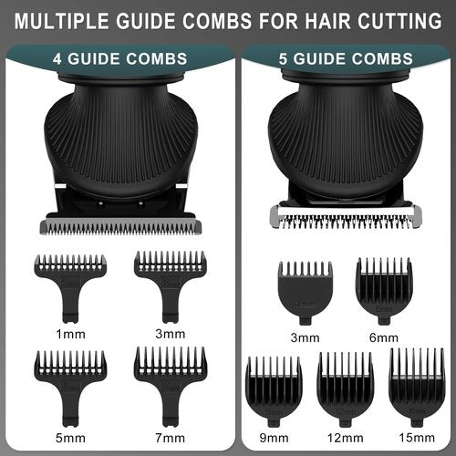 Scttomon Beard Trimmer for Men Professional Mens Beard Grooming Kit T-Blade Trimmer Electric Shaver Razor Nose Body Trimmer Hair Cutting Kit Cordless 7 in 1 Black