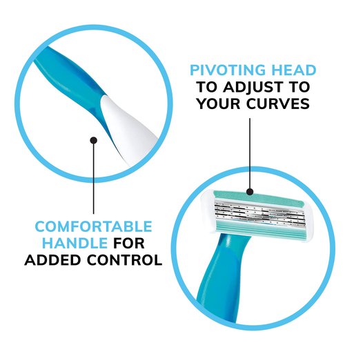 BIC Soleil Comfort Disposable Razors for Women, Sensitive Skin Razor with Aloe Vera and Vitamin E Lubricating Strip and 4 Blades, 10 Piece Razor Set (Pack of 3)