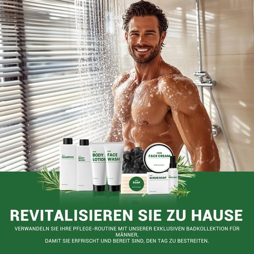 Gift Baskets for Men, 10 Pcs Herbal Mens Spa Set, Bath and Body Fathers Day Gift Baskets Includes Shower Gel, Face Wash, Face Cream & More, Fathers Day Gifts for Husband Dad, Birthday Gifts for Men