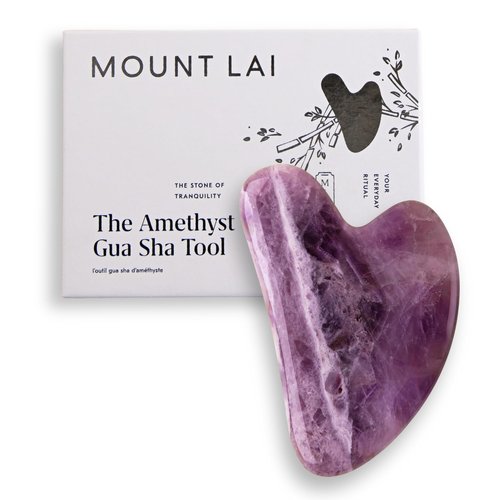 Mount Lai Amethyst Gua Sha Facial Tool – The Stone of Inner Clarity – 100% Genuine Amethyst Stone Face Sculpting Tool for Lymphatic Drainage, Puffiness Reduction & Confident Radiance