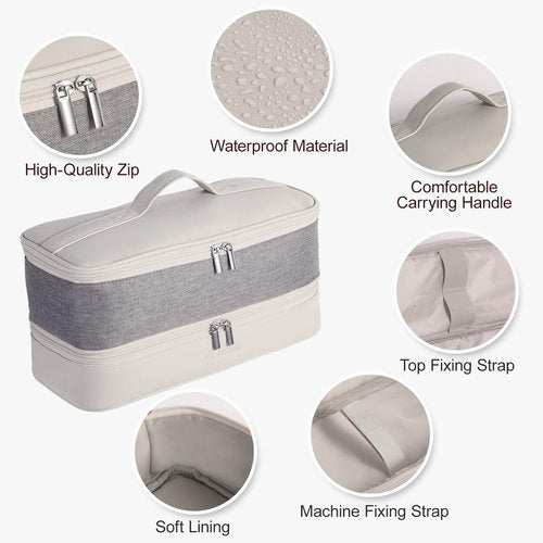 GENCAM Double-Layer Airwrap Travel Case for Shark Flexstyle, Carrying Case for Shark 430/440 Flexstyle, Travel Bag for Shark Flexstyle/Dyson Airwrap Styler and Attachments (light grey)