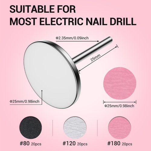 MelodySusie Portable Electric Nail Drill with 60 Pcs Replacement Sandpaper Discs