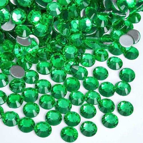 Blinginbox 1440Pieces SS6/1.9-2mm Flat Back Crystal Rhinestones Round Gems for Nail Art,Peridot