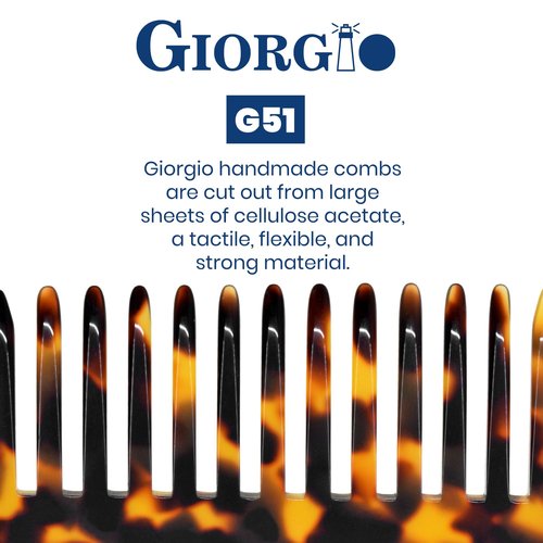 Giorgio G51 TY Small Travel Purse Hair Detangling Comb, Wide Tooth Pocket Comb for Thick Curly Wavy Hair. Great for Wet and Dry Everyday Care, Handmade of Cellulose, Saw-Cut Hand Polished