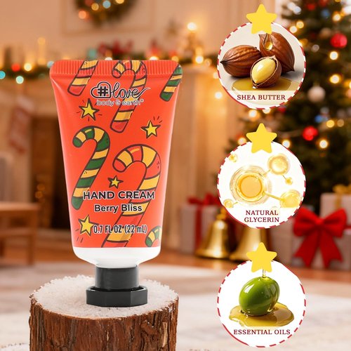 BODY & EARTH # LOVE Advent Calendar 2025 Womens Christams Gifts, Advent Beauty Calendar for Teen Girls 24 Days Countdown Calendar Hand Cream Gifts Spa Bath Sets with Body Lotion, Santa Keychain, Red
