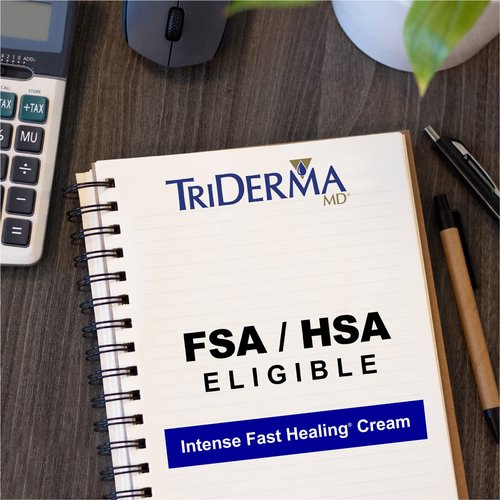 TriDerma Intense Fast Skin Healing Cream for Hard-to-Heal Skin Irritations, Sores, Rashes, Dry, Cracked Hands, Cuts, Chafing, Burns, Scrapes - First Aid Kit Essential - FSA Eligible - 4.0 oz Tube