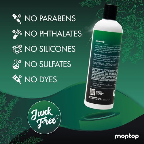 MopTop Salon Gentle Shampoo – Color Safe Salon Quality Hair Cleanser, Improves Moisture & Reduces Frizz, Sulfate & Paraben Free Hair Care for Straight, Wavy, Curly, Coily Hair (Lavender Mint, 12oz)