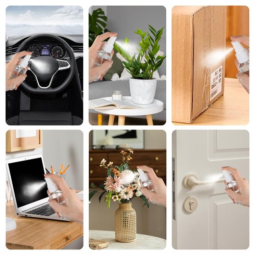 Lemecima 100 Pcs Mini Spray Bottles 1 oz Clear Plastic Fine Mist Spray Bottles with Small Funnels Empty Plastic Bottles Travel Bottle for Essential Oils Travel Perfumes