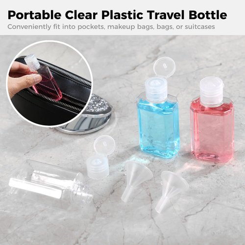 60 Pieces 2 oz Plastic Bottles Clear Travel Bottles with Flip Cap Portable Empty Hand Sanitizer Bottles, Refillable Containers for Travel Business Trip for Shower Gel, Face Creams, Body Lotions