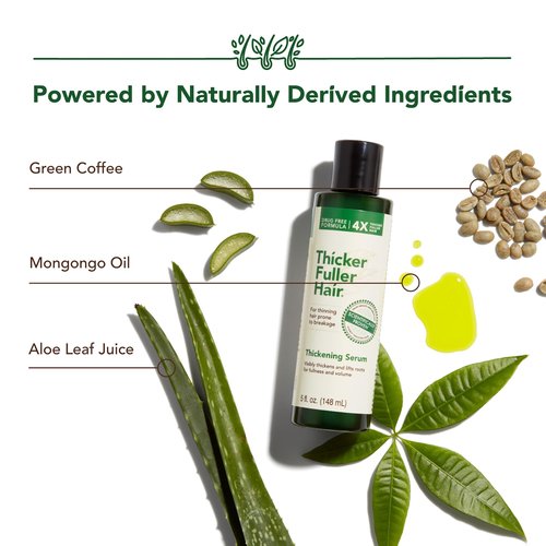 Thicker Fuller Hair Thickening Serum - Thinning Hair Treatment - Hair Volumizer Serum with Natural Ingredients - Fights Breakage - 4 pc