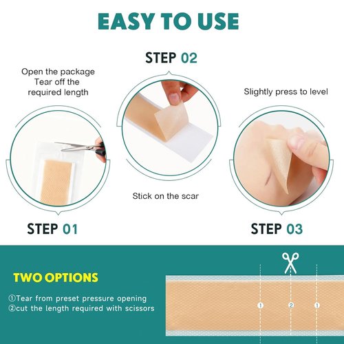 Silicone Scar Sheets, Silicone Scar Tape(5.7” x 1.57” 10 Pcs), Scar Removal Away Strips for Surgical Scars, Keloid, C-Section, Burn et