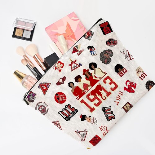 ZANSUO Sorority Gifts for Women DST Make Up Bag 1913 Sigma Theta Paraphernal Gifts for Girls Delta Cosmetic Bag Gift, Style 2