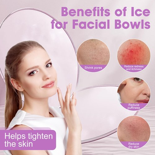 Face Bowl for Ice With Built-in Ice Tray Collapsible Silicone Facial Face Ice Bath Bowl Small Reusable Cold Plunge Basin is Portable,Perfect for Home Use,Camping,Travel Cold Bath Spa Tool & Purple