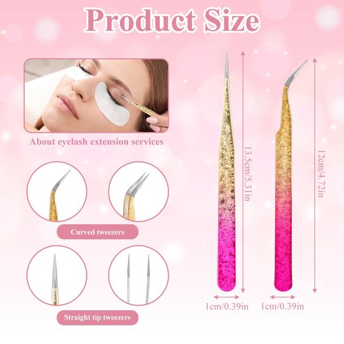 2PCS Rhinestone Sticker Tweezers Rhinestone Nail Art Tweezers,2PCS Nail Tweezer for Nails Art Stainless Steel Straight and Curved Pointed Tweezer for Stickers Crafts Jewel Gem Picker