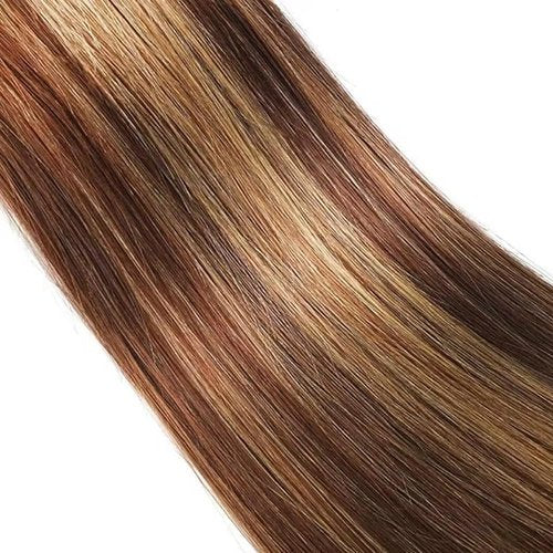 P33/27 Highlight Blonde Bundles Human Hair Straight Bundles 18 20 22 Inch 3 Bundle Unprocessed Brazilian Virgin Hair Reddish Brown Straight Human Hair Extensions 50 Gram Per Bundle