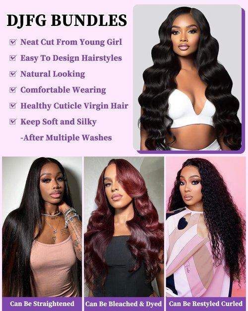 Body Wave Bundles Human Hair 16 Inch 12A Human Hair Bundles Real 100% Raw Unprocessed Brazilian Virgin Sew in Quick Weave Natural Black Deals Thick Hair Extensions