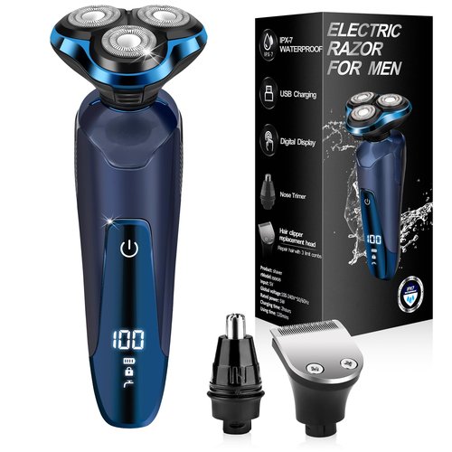 Viatia Electric Razors for Men – 3D Head Shavers, Wet & Dry Cordless Shaver, IPX7 Waterproof with Beard/Nose Trimmer & Face Cleaning Brush, Men’s Shaving Kit, Ideal Gift for Men