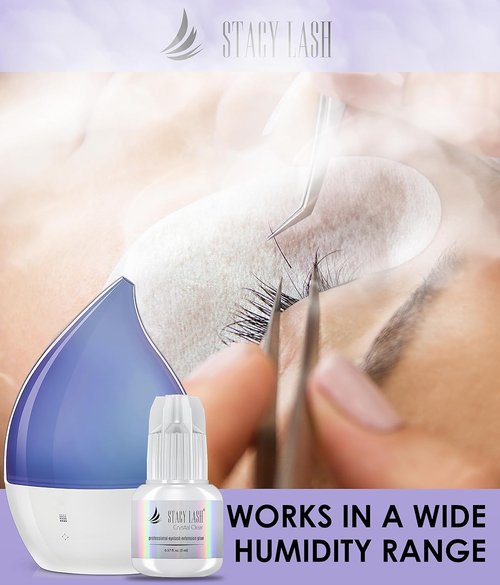 STACY LASH Crystal Clear Eyelash Extension Glue (0.17fl.oz/5ml)/1 Sec Drying Time/Retention – 8 Weeks/Transparent Adhesive/Professional Supplies