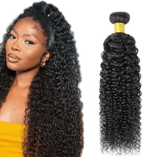 Color #1B Human Hair Bundles Natural Black Curly Wave Single Bundle Human Hair 26 Inch Double Weft Grade 12A Unprocessed Virgin Remy Hair Extension