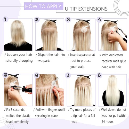 SEGO U Tip Hair Extensions Human Hair Keratin Pre Bonded Hot Fusion Nail Tip Balayage Natural Silky Straight Extensions 50 Strands 50g/Pack -14 Inch Medium Brown