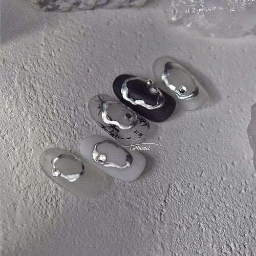 2 Sheets French Tip Nail Stickers Silver Golden French Nails Stickers Nail Decorations Decals 3D Self-Adhesive Line Designs Manicure Sticker Supplies for Women DIY Nails Art Accessories