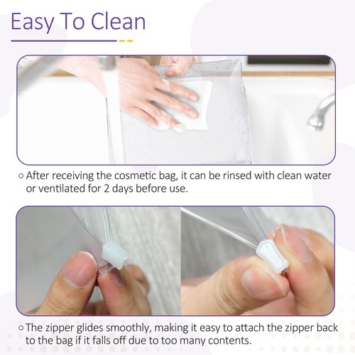 50 Pcs Clear Makeup Bag Travel Toiletry Organizer Zipper Pouches, 9.84 x 7.09 Inches Cosmetic Sorting Bag Waterproof Zipper Organizer, Vacation Swimsuit Bikini Organizer Bags